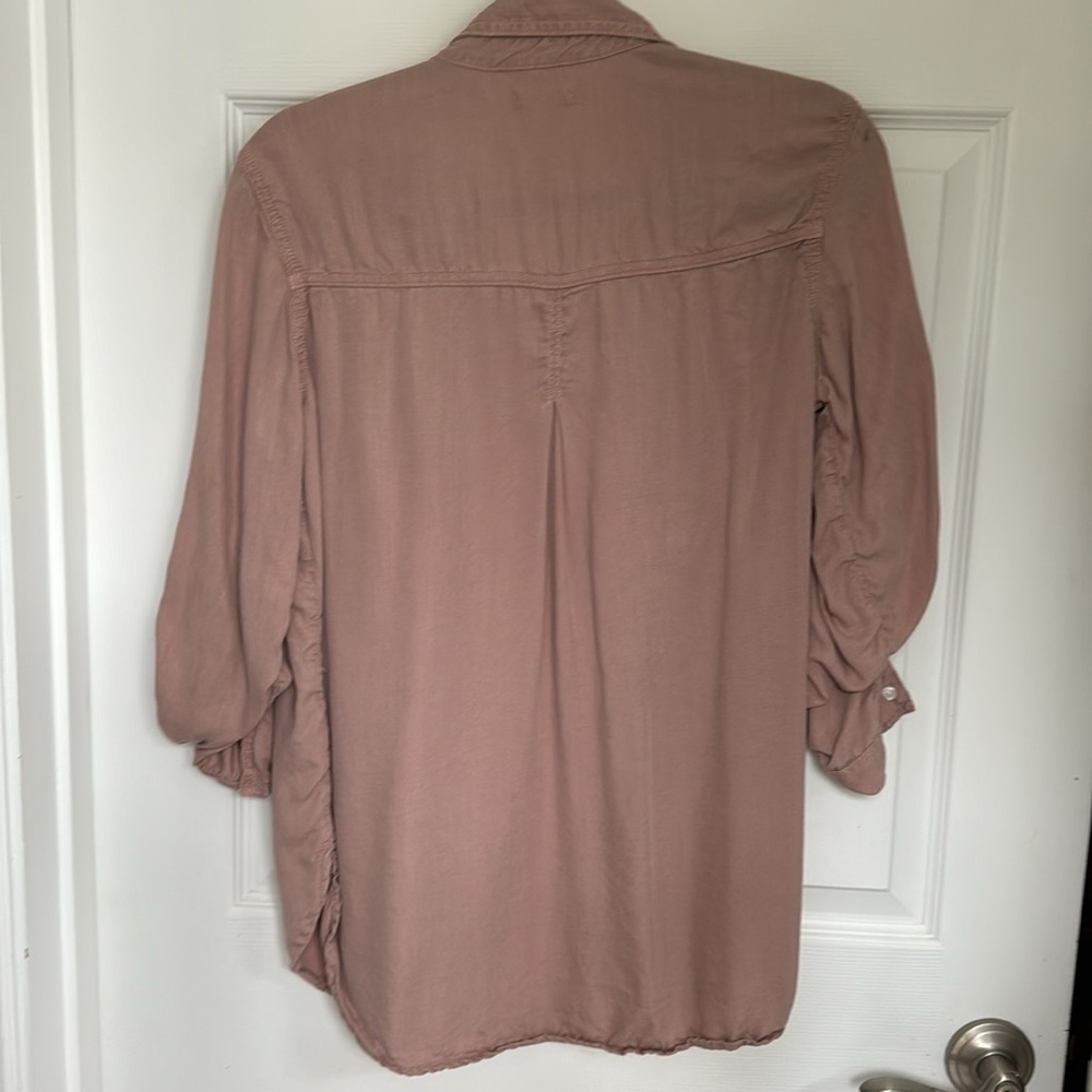 Button up shirt button sleeves roses mauve - Picture 4 of 6
